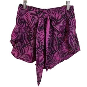 Triple Five Soul Purple and Black Topical Leaf Print Shorts